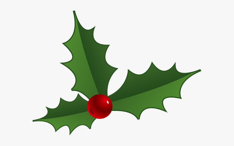 Holly Leaf Clipart Decorations For Christmas Dinosaur - Illustration, Transparent Clipart