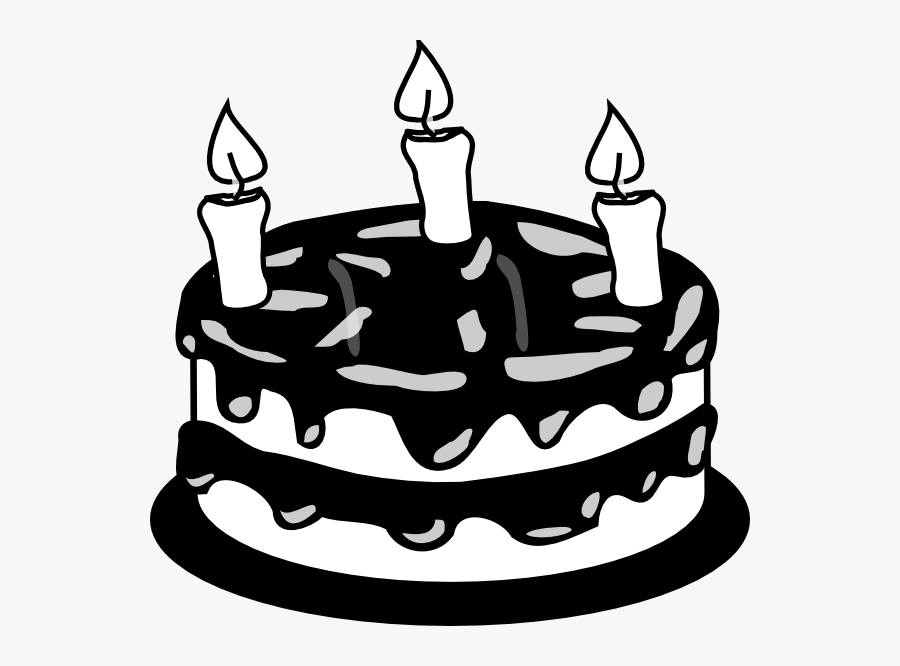 3yr Birthday Cake Bw Clip Art At Clker - Birthday Cake Clipart Black, Transparent Clipart