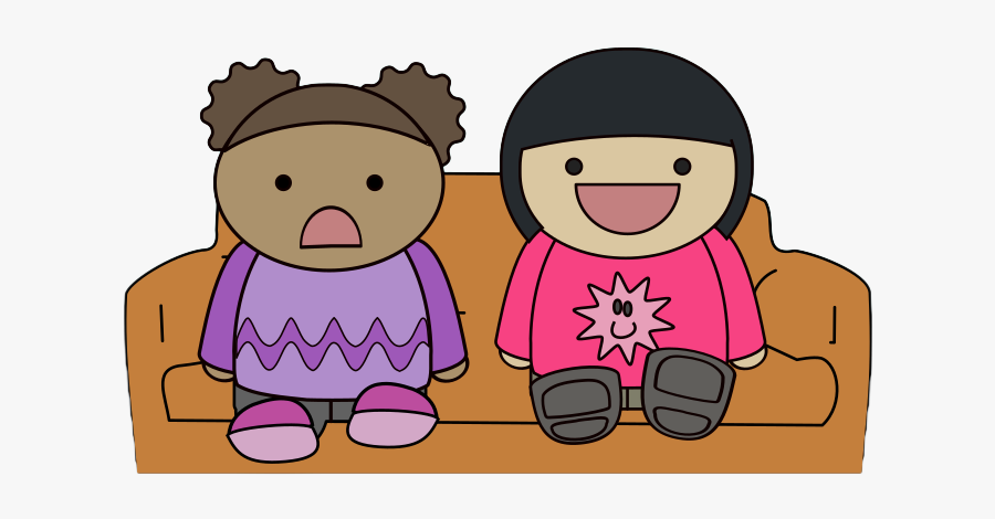 Free Two Kids Watching Tv Clip Art - Kids Watching Tv Cartoons, Transparent Clipart