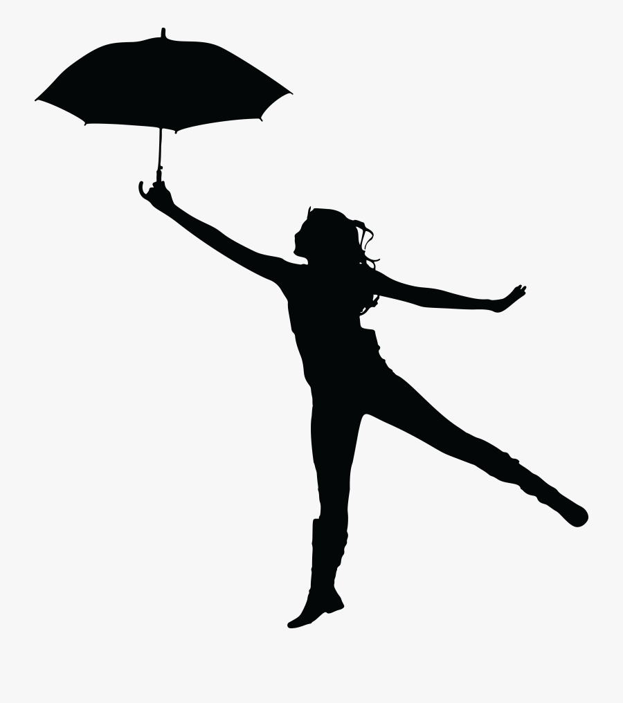 Free Clipart Of A Woman Dancing With An Umbrella - Silhouette Of Girl Holding Umbrella, Transparent Clipart