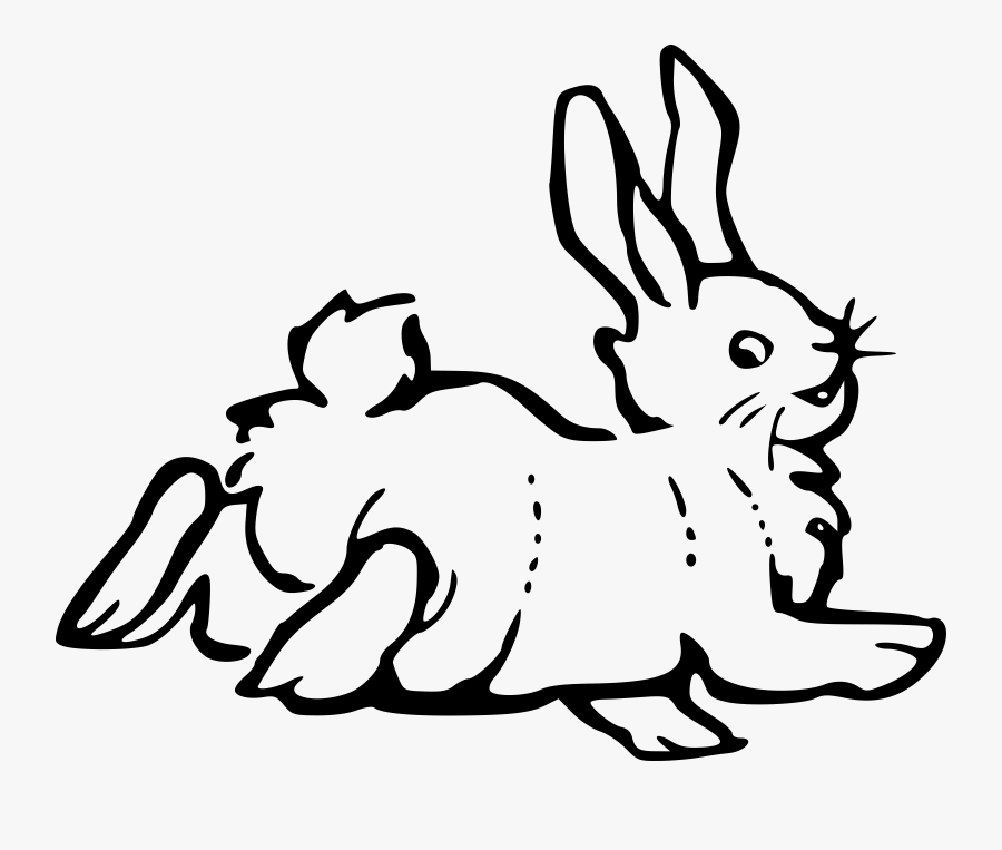 Bunny Black And White Rabbit Black And White Clipart - Animal Drawing In Outline, Transparent Clipart