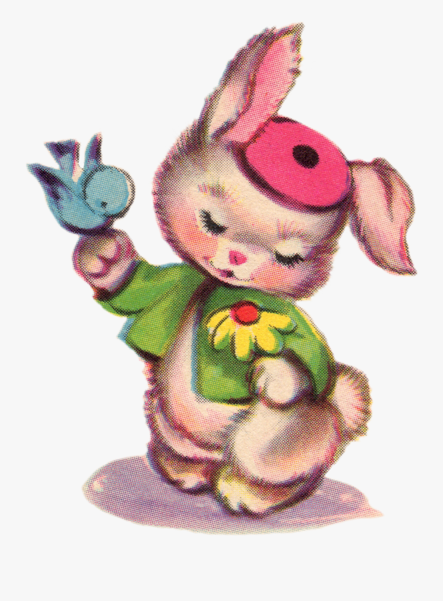 Bunny Clipart Vintage - Free Clipart Of Vintage Childrens Easter Animals, Transparent Clipart