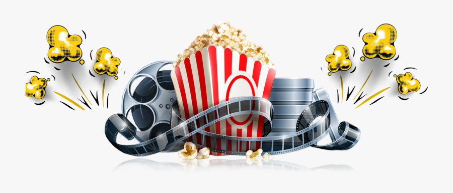 Clip Art Popcorn Machine Clipart - Movie Reel And Popcorn, Transparent Clipart