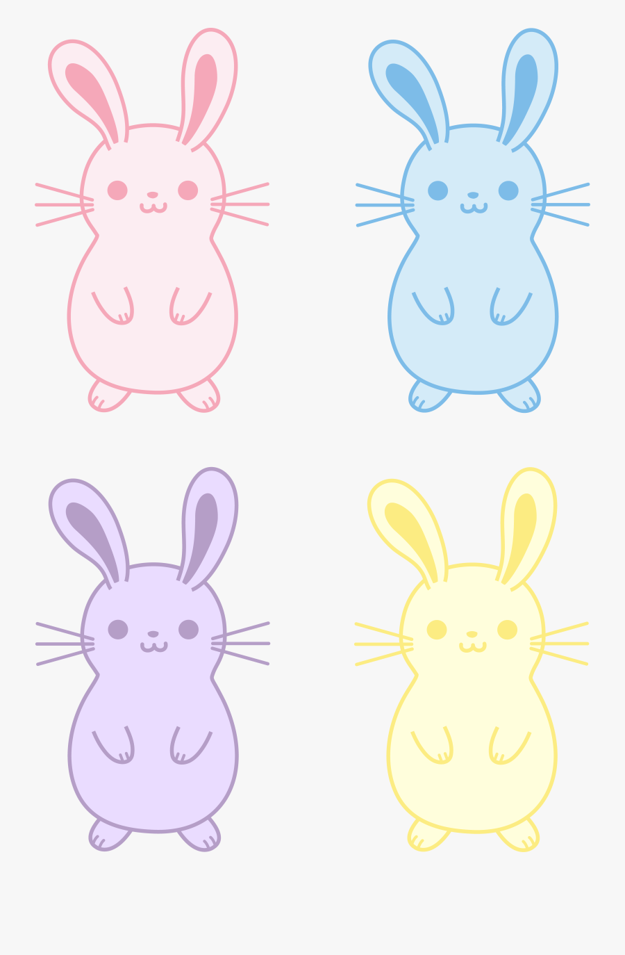 Set Of Four Cute Easter Bunnies - Four Cute Bunnies, Transparent Clipart