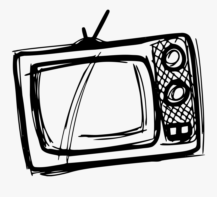 Transparent Watching Tv Clipart Black And White - Drawing Of A Tv Png, Transparent Clipart
