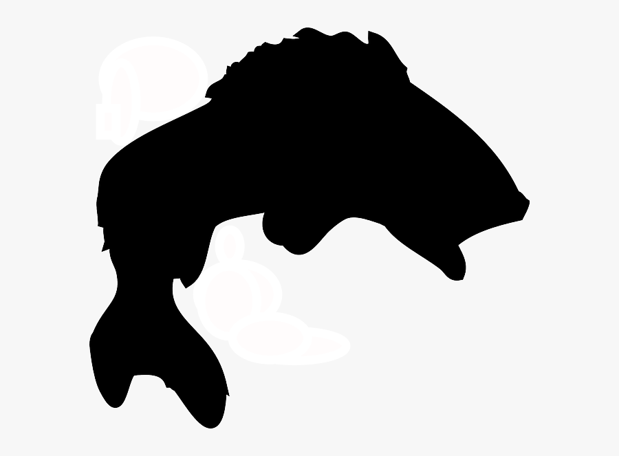 Silhouette Tropical Fish Bass Fish Clip Art Fried Fish - Bass Fish Clipart Black, Transparent Clipart