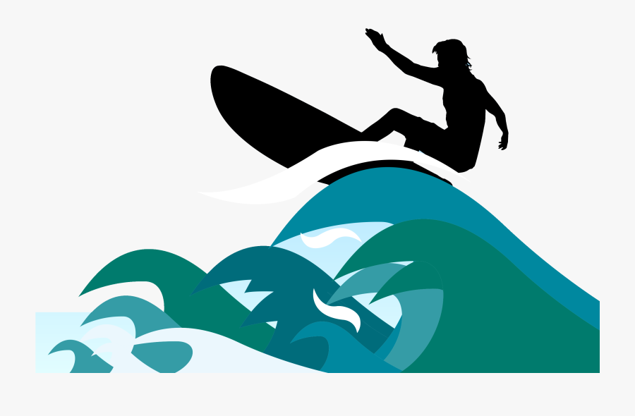 Surfing Clipart - Surfboard On Wave Clipart, Transparent Clipart