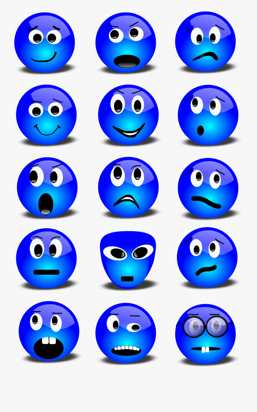 Blue Emoji Happy, Transparent Clipart