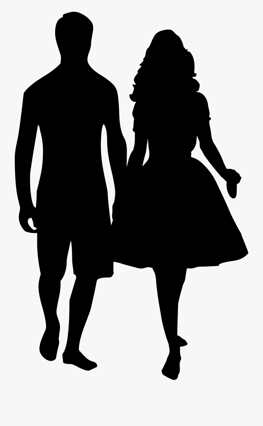 Hand Clipart Shadow - Girl And Boy Silhouette Holding Hands, Transparent Clipart