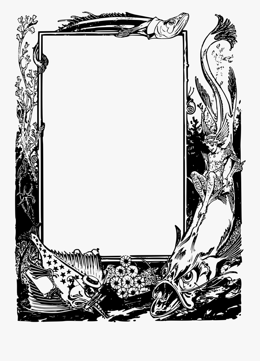 Picture Frame,visual Arts,flower - Ocean Frame Black And White, Transparent Clipart