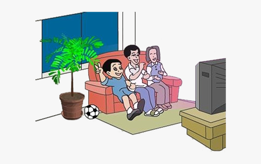 Clip Art Family Watching Tv Clipart - Family Watching Television Clipart, Transparent Clipart