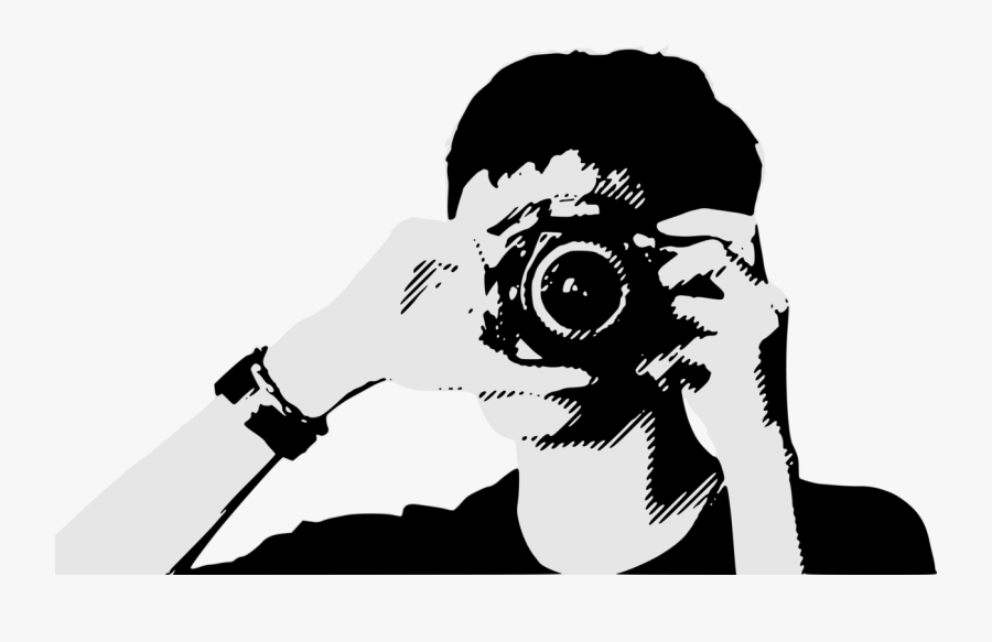 Transparent Camera Clipart Black And White Png - Camera Photographer Images Cartoon, Transparent Clipart