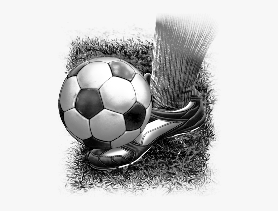 Transparent Foot Kicking Soccer Ball Clipart - Kicking Soccer Ball Black And White, Transparent Clipart
