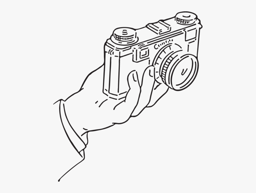 Camera With A Hand Holding Drawing, Transparent Clipart