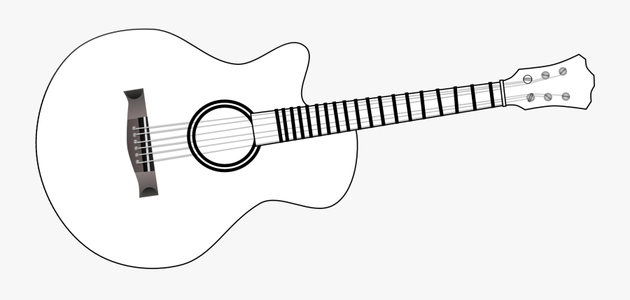Guitar Black And White Black And White Acoustic Guitar - White Guitar With Black Background, Transparent Clipart