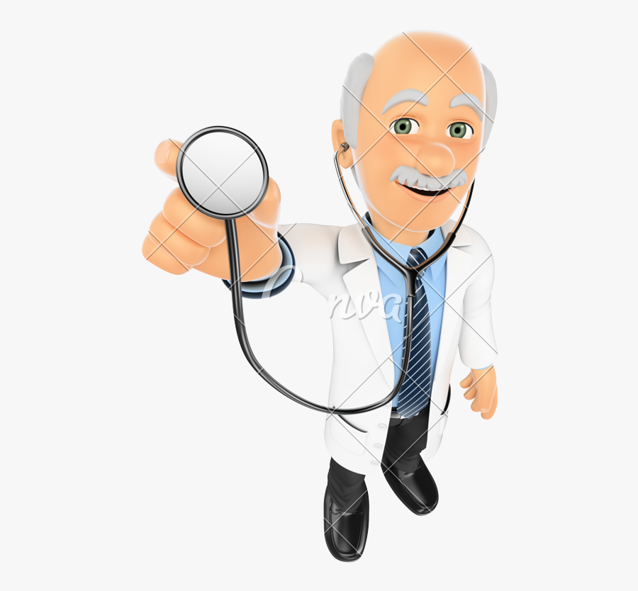 3d Doctor Listening With A Stethoscope - Doctors With A Magnifying Glass, Transparent Clipart