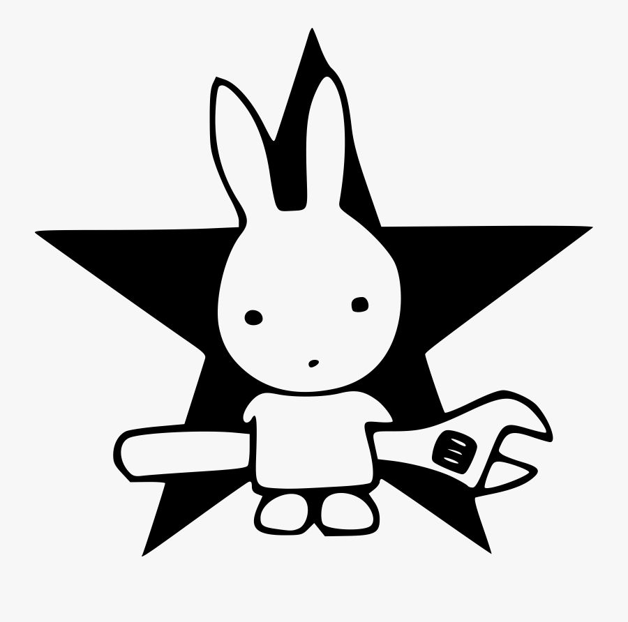 Snake - Clipart - Black - And - White - Rabbit With Wrench, Transparent Clipart