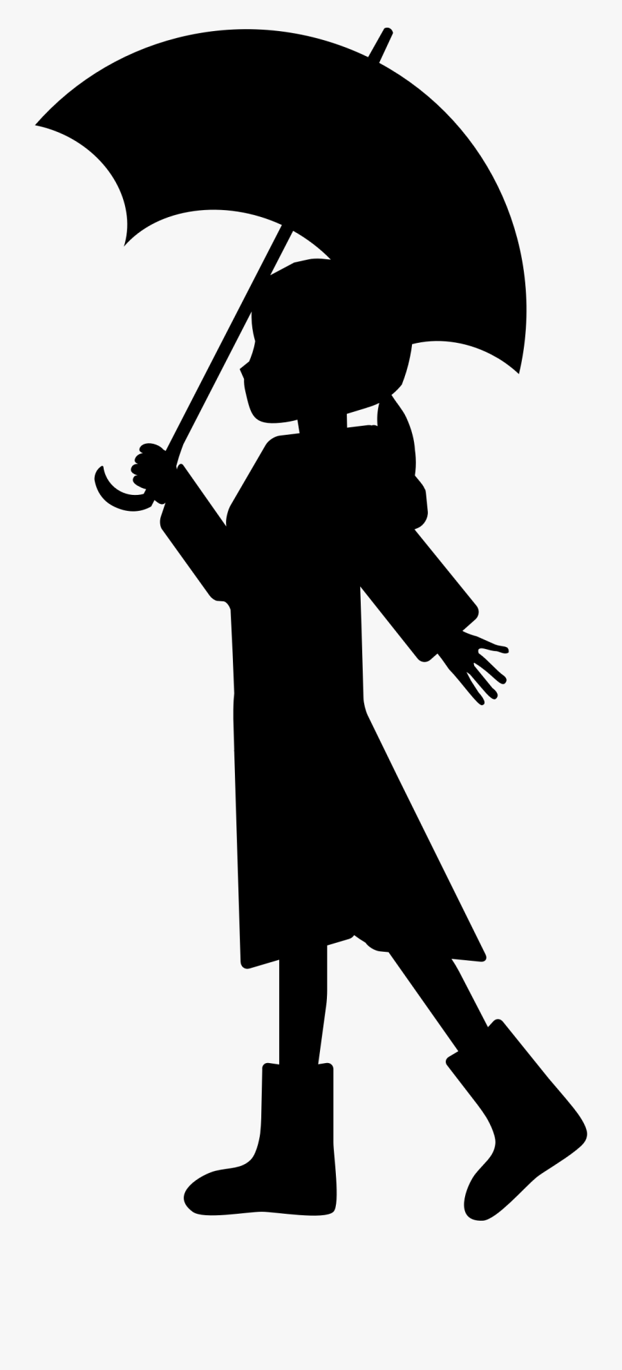 Girl With Umbrella - Silhouette Girl With Umbrella, Transparent Clipart