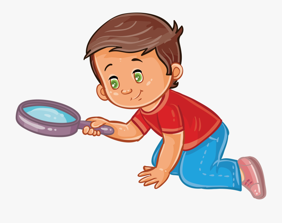 Transparent Clip Art Boy - Boy With Magnifying Glass Clipart, Transparent Clipart