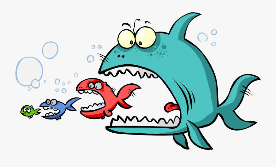 Big Fish Eating Small Fish Clipart - Comparatives And Superlatives Cartoon, Transparent Clipart