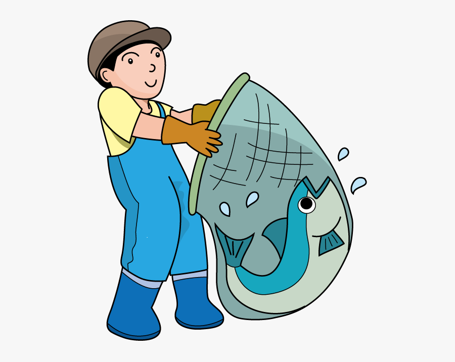 Fisherman With Net Clipart, Transparent Clipart