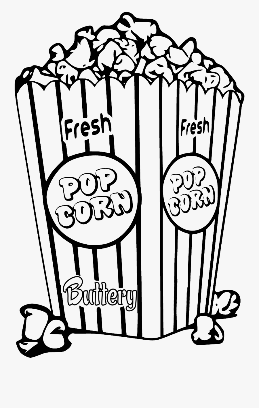 Clipart Royalty Free Kernel Clipart Empty Popcorn Bag - Popcorn Clipart Black And White, Transparent Clipart