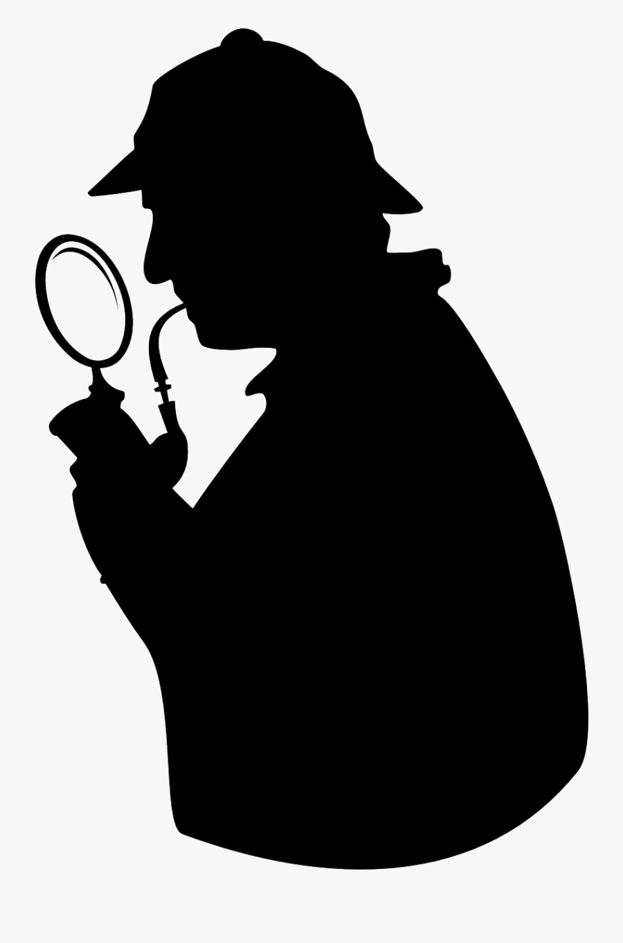 Detective With Magnifying Glass Clipart - Magnifying Glass Sherlock Holmes Silhouette, Transparent Clipart