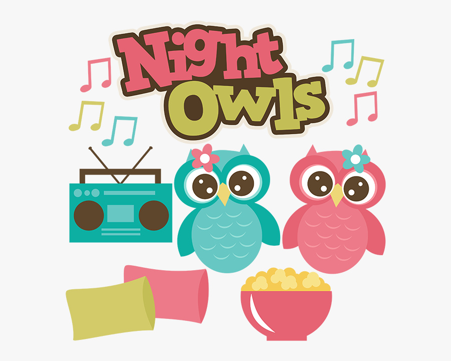 Night Owls Svg Files Sleepover Svg Files Popcorn Svg - Scalable Vector Graphics, Transparent Clipart