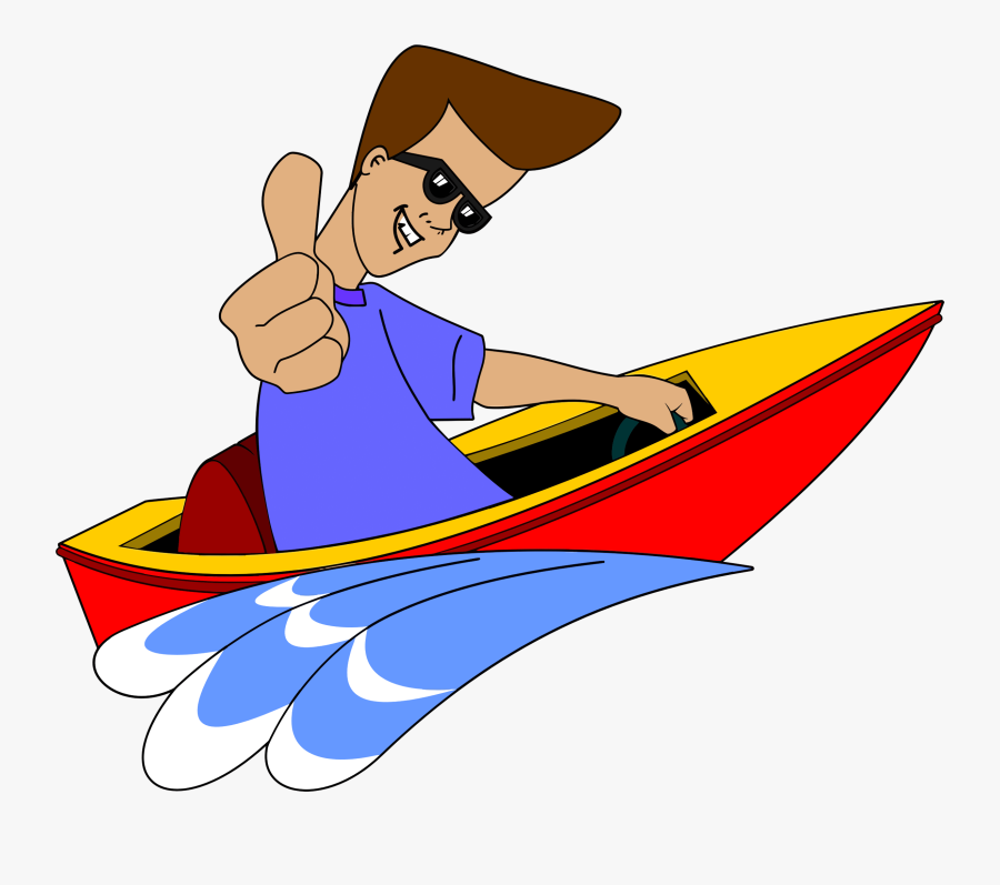 Clipart Thumbs Up Boy In Speed Boat - Speed Boat Clip Art, Transparent Clipart