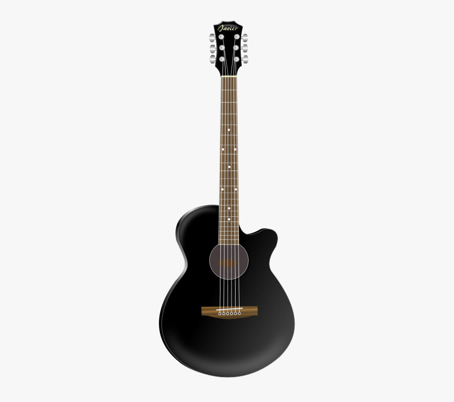 Guitar Clipart, Vector Clip Art Online, Royalty Free - Black Electric Acoustic Guitar, Transparent Clipart