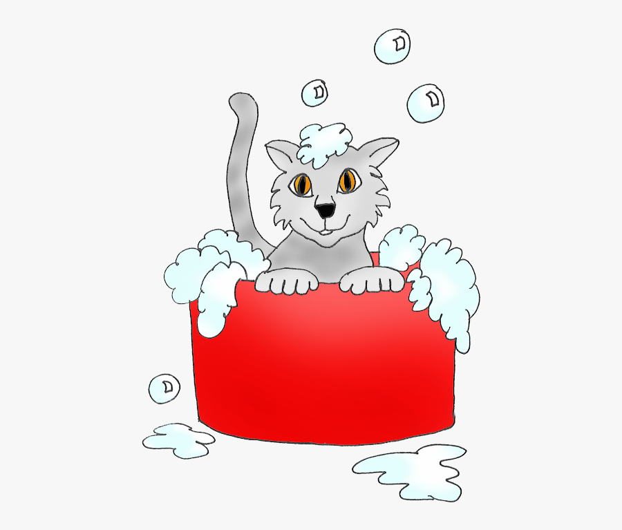 Kitten Bathing In Bathtub With Soap - Cat In Bathtub Clipart, Transparent Clipart