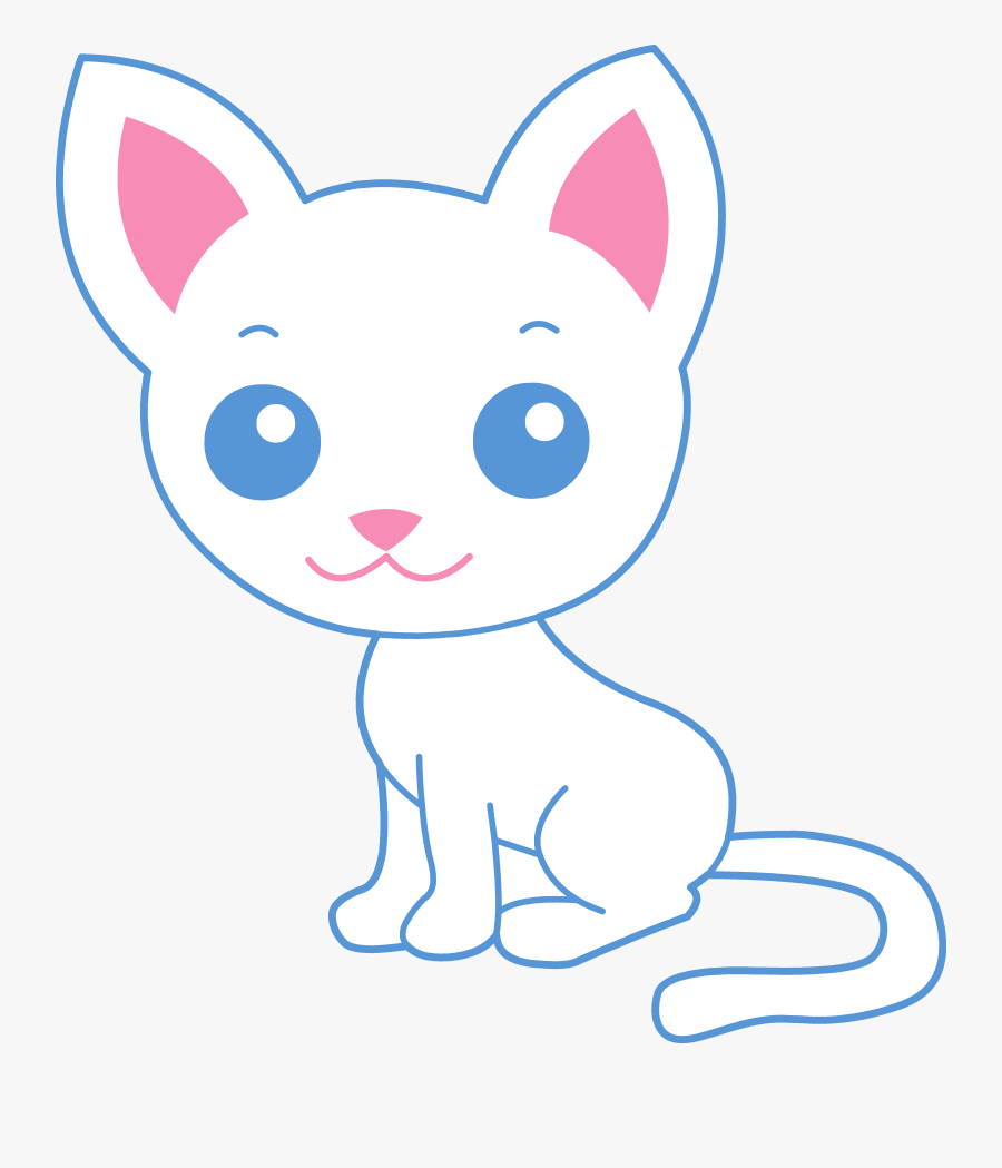 Cute White Kitty Cat - Clip Art, Transparent Clipart