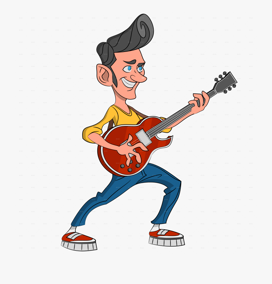 Banner Library Rockabilly Cartoon - Cartoon Man Playing Guitar, Transparent Clipart