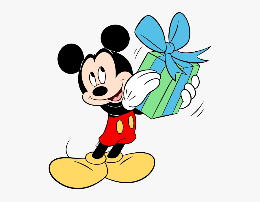 Mickey Mouse With Gift, Transparent Clipart