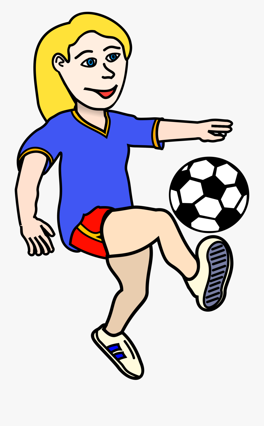 Fancy Design Clipart Soccer Player Playing Girl Coloured - Kick Clipart Black And White, Transparent Clipart