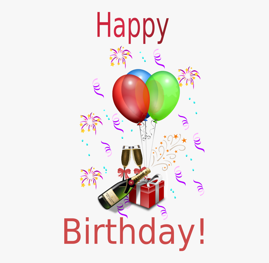 Happy Birthday Balloons Champagne, Transparent Clipart
