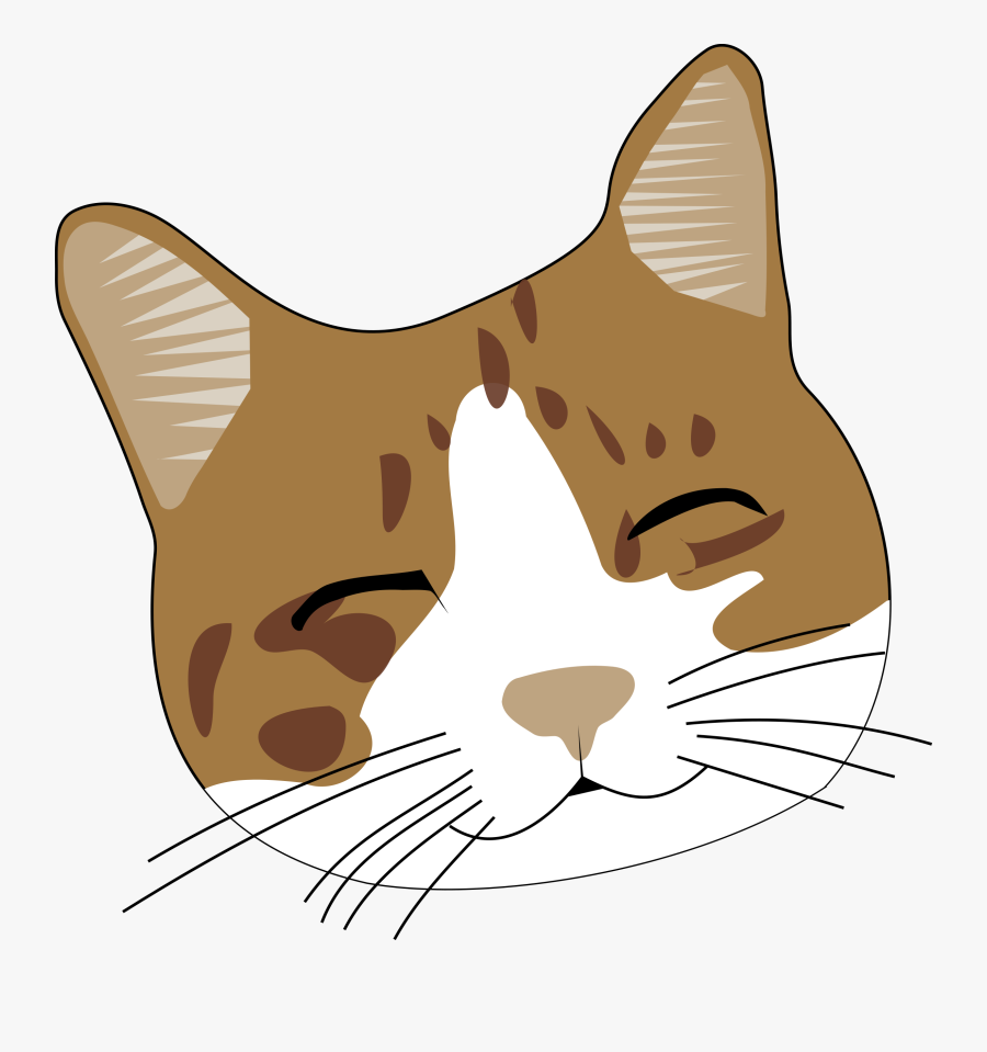 Cat Clipart Kitten - Happy Cat Face Cartoon, Transparent Clipart