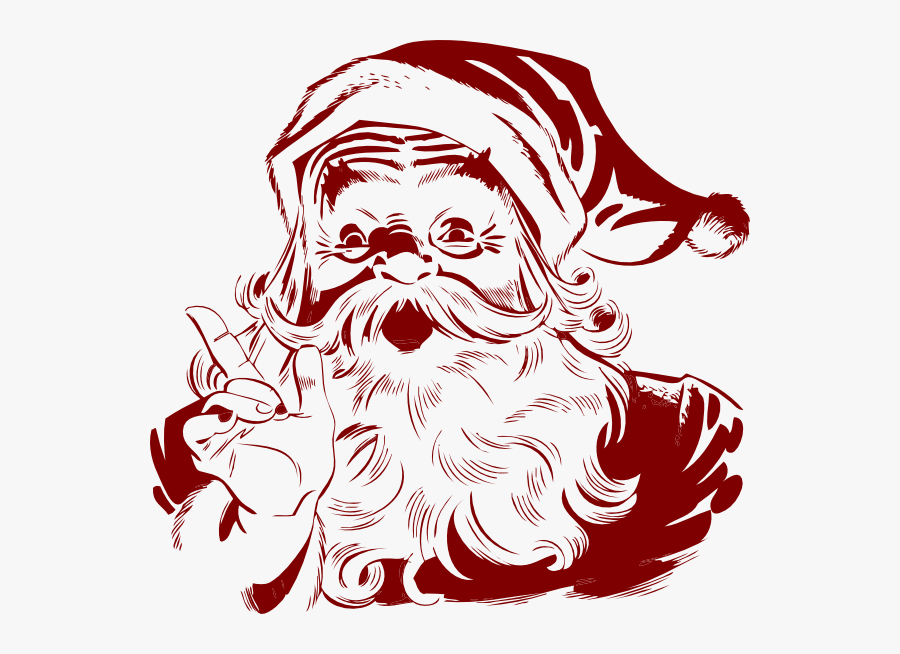 Santa Claus In Black And White, Transparent Clipart