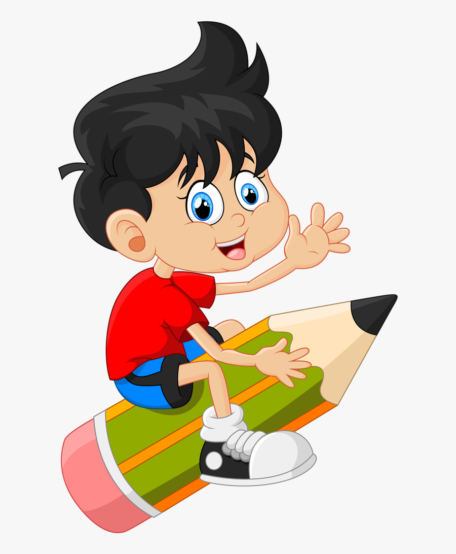 Read Book Magnifying Glass Clipart Black And White - Boy With Pencil In Cartoon Png, Transparent Clipart