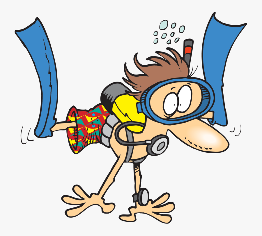 Clip Art Cartoon Person Swimming - Cartoon Scuba Diver, Transparent Clipart