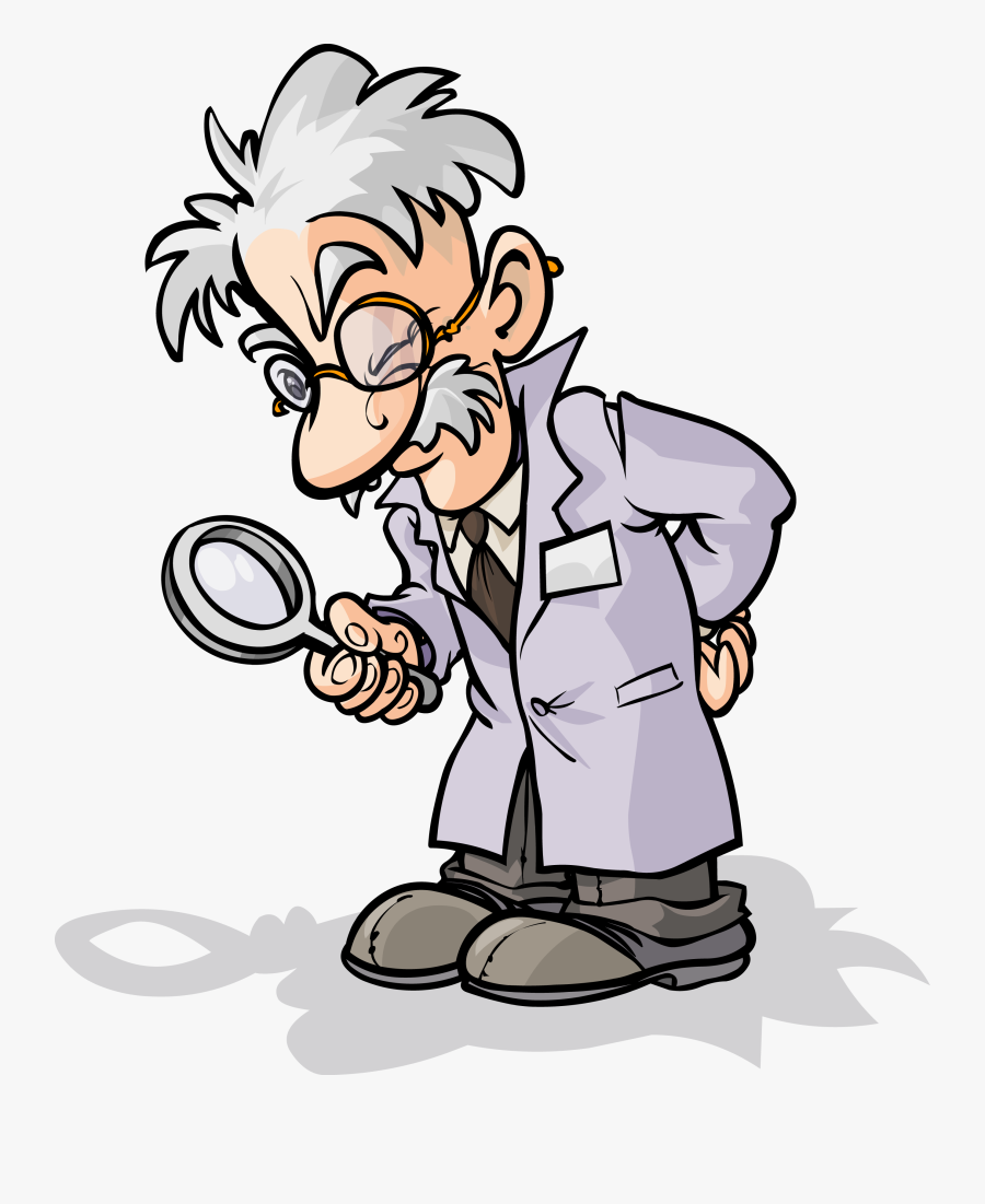 Magnifying Glass Scientist Cartoon Clip Art - Scientist With Magnifying Glass Cartoon, Transparent Clipart