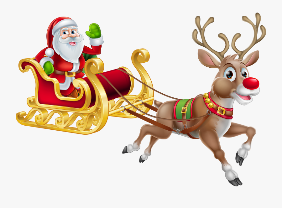 Transparent Christmas Santa And Sledge Png Clipart, Transparent Clipart