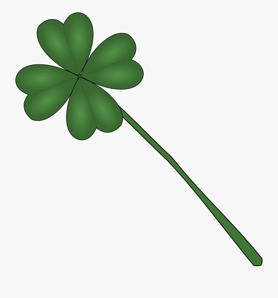 Transparent Four Leaf Clover Clipart - Four Leaf Clover Stem, Transparent Clipart