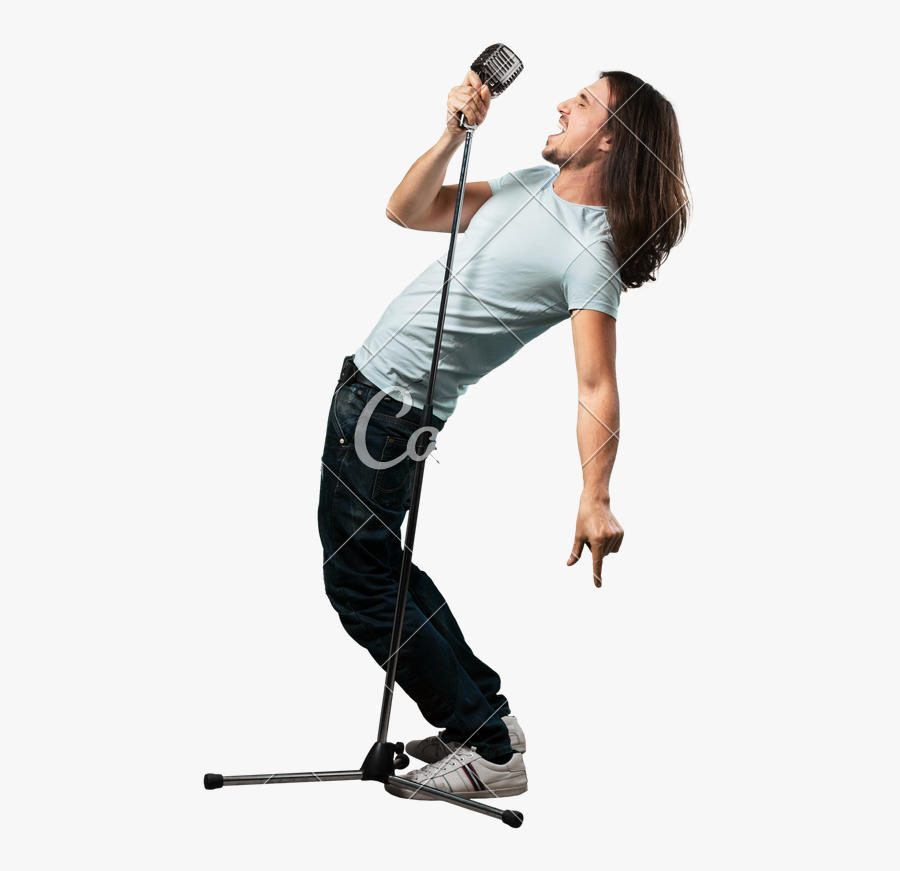 Young Singing With A Microphone Photos By - Singer Micro Phone Png, Transparent Clipart