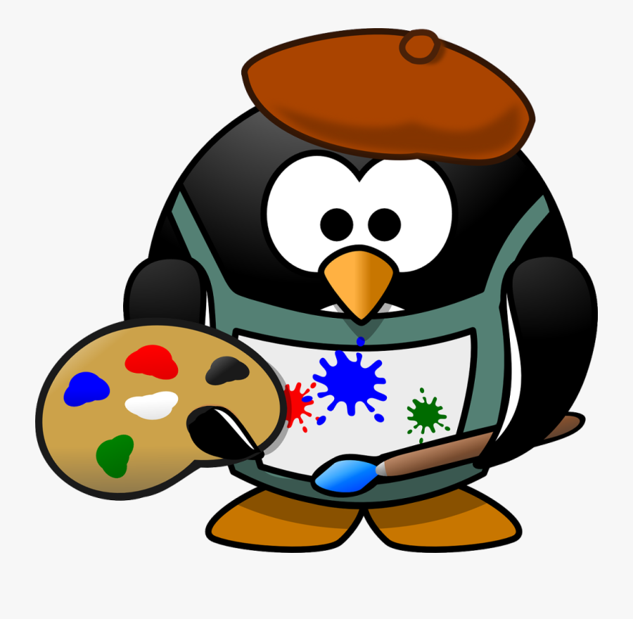 Clipart - Painter Penguin - Penguin Artist Clipart, Transparent Clipart