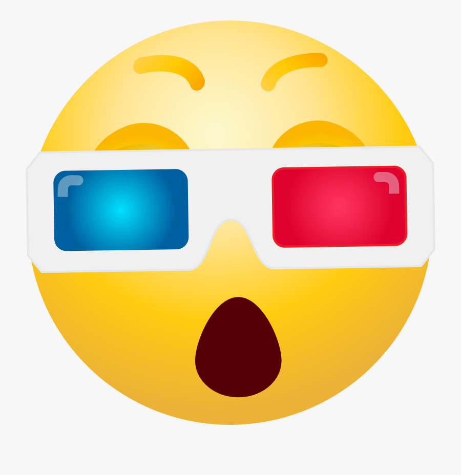 D Glasses Emoticon, Transparent Clipart