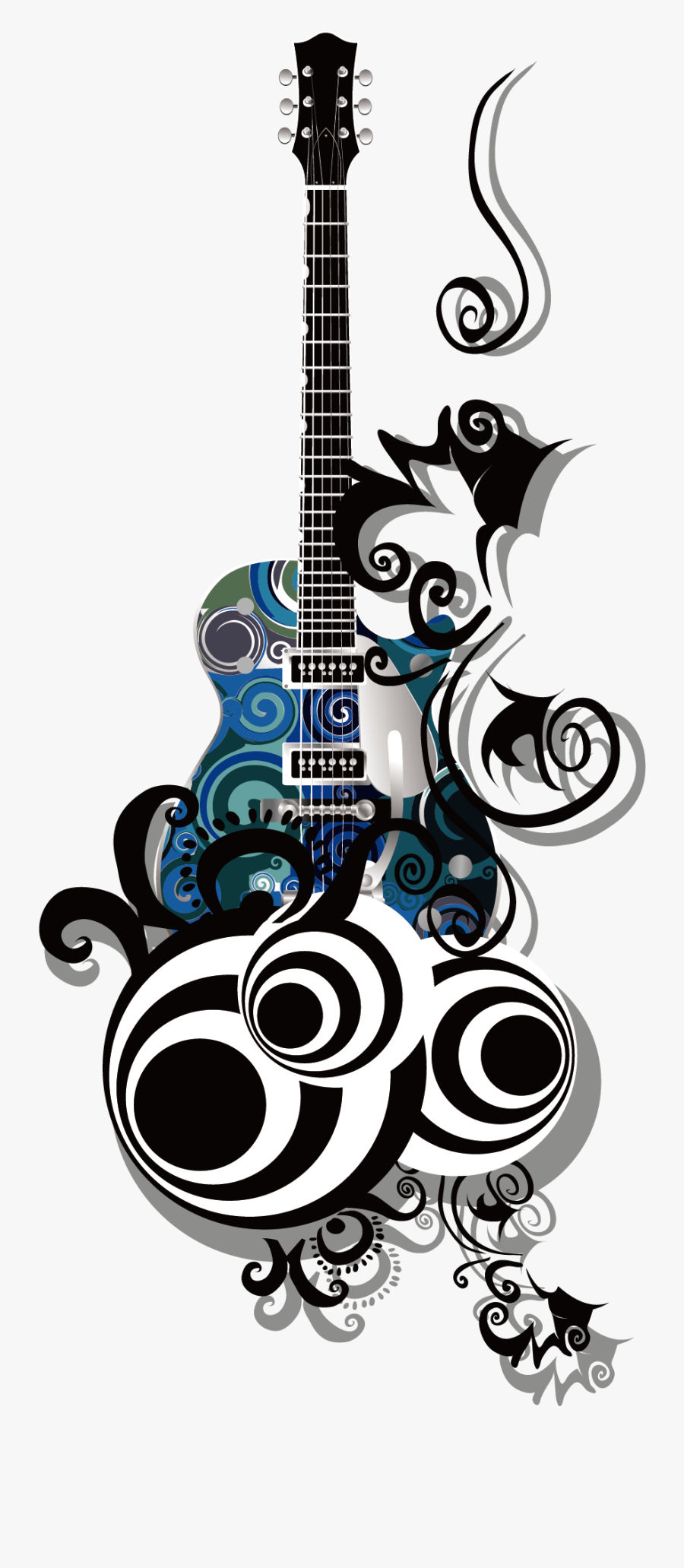 And Decorative Wall Sticker Material India Guitar Clipart - Guitar Music Wall Art, Transparent Clipart