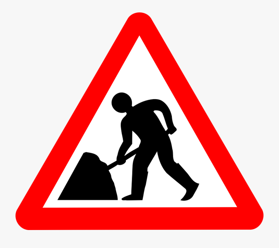 Roadsign Man W Umbrella Svg Clip Arts - Man At Work Road Sign, Transparent Clipart
