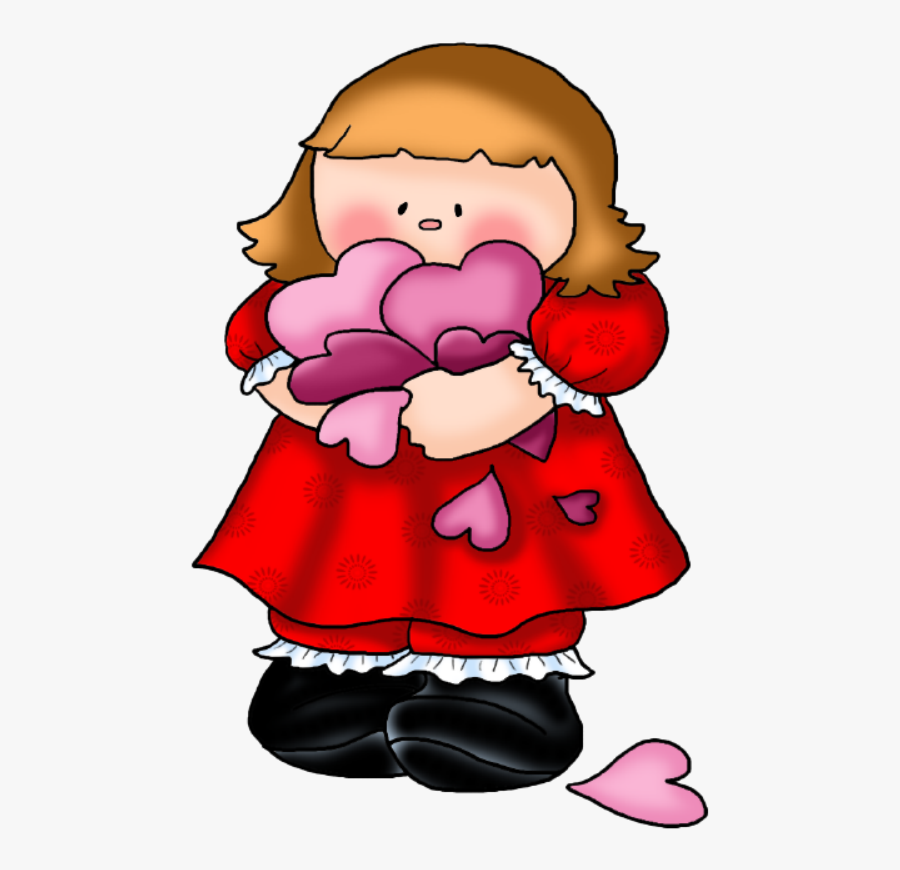 Valentines Day Clipart Stamp - Niña Corazones, Transparent Clipart