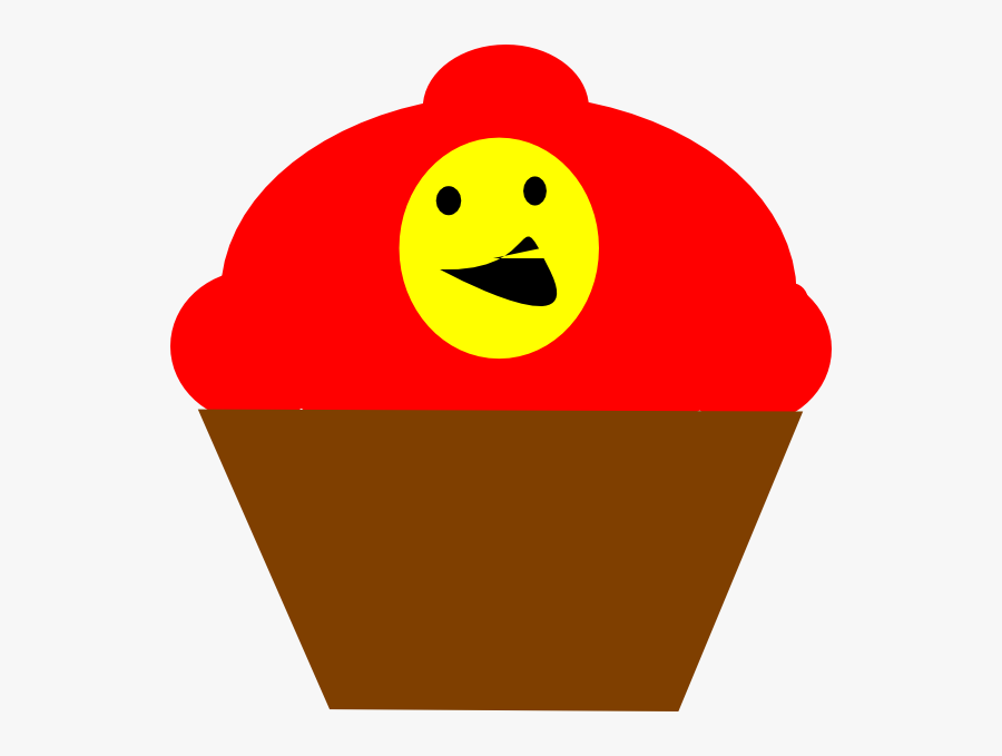 Cupcake Redbrown Smiling Face Svg Clip Arts - Smiley, Transparent Clipart